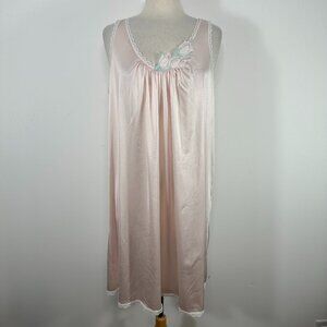 Vintage Vandemere Slip Dress Lingerie Nightgown Lace Pale Pink Sz M